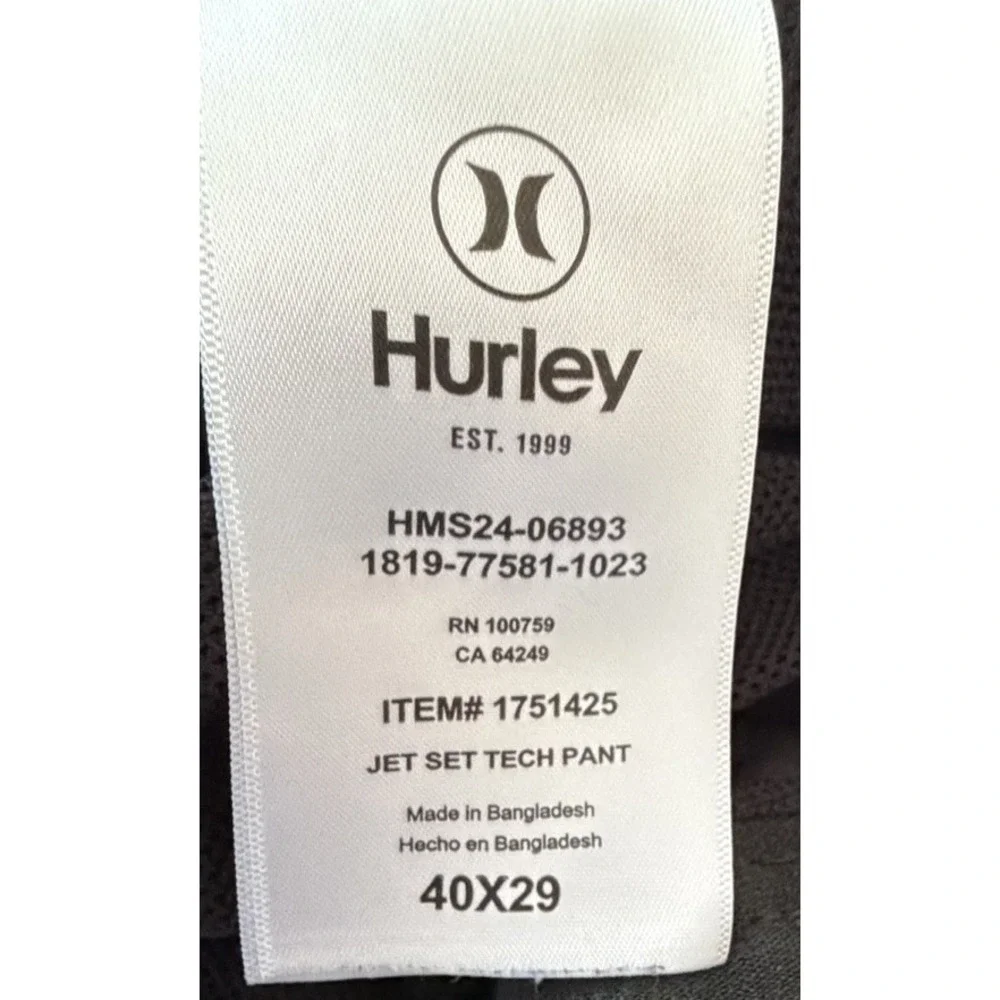 Hurley Jet Set Tech Men's Pants Size‎ 40x29 Black Stretch